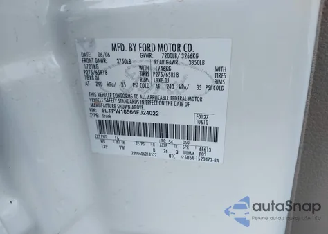 2006 Lincoln Mark Lt из США, поврежденный, VIN 5LTPW18566FJ24022